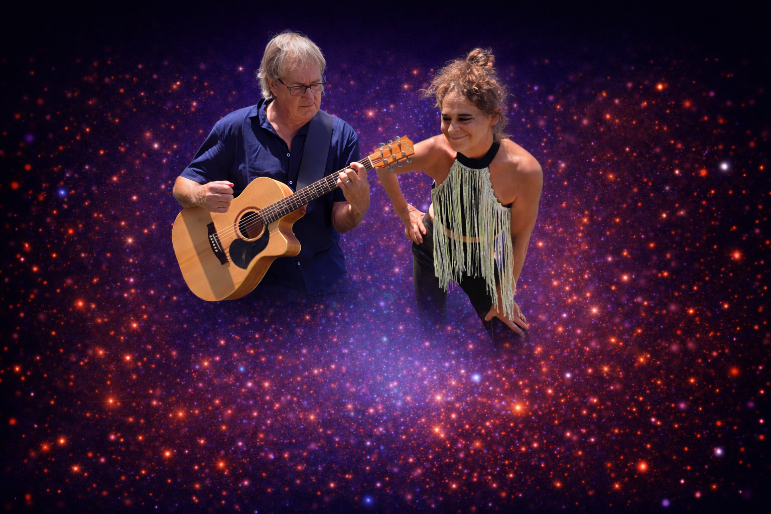 Robberee Acoustic Duo performing live at an outdoor event in Queensland